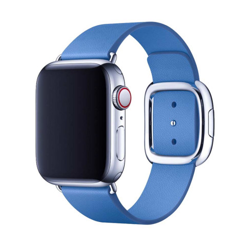 Кожаный ремешок Modern Buckle Leather для Apple Watch 38/40/41mm Silver/Cape cod blue